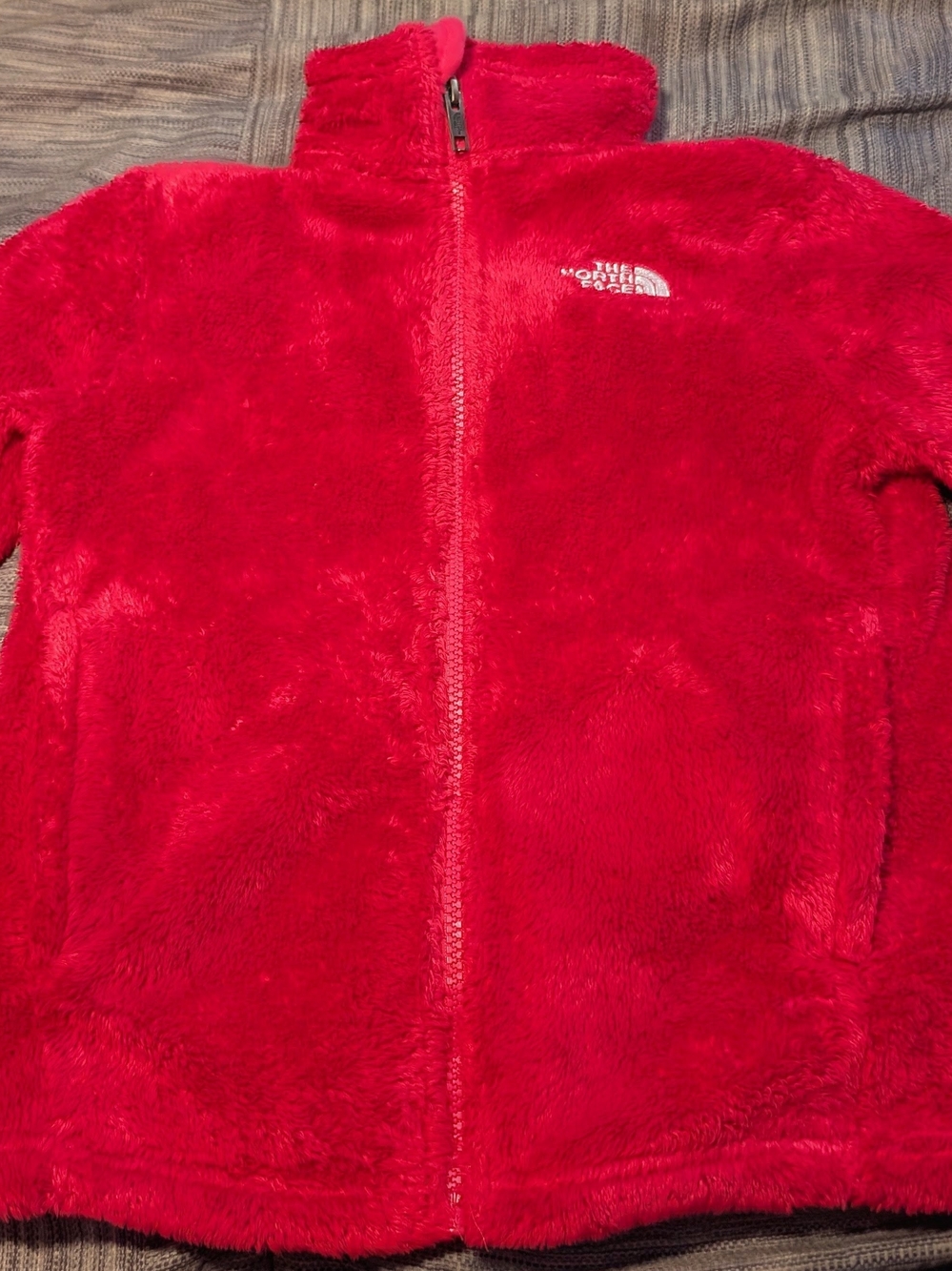 The North Face Kids Red Fuzzy Full‑Zip Jacket